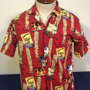 Vintage Hawaiian Hula Mens Hawaiian Shirt made in Hawaii size medium made in USA